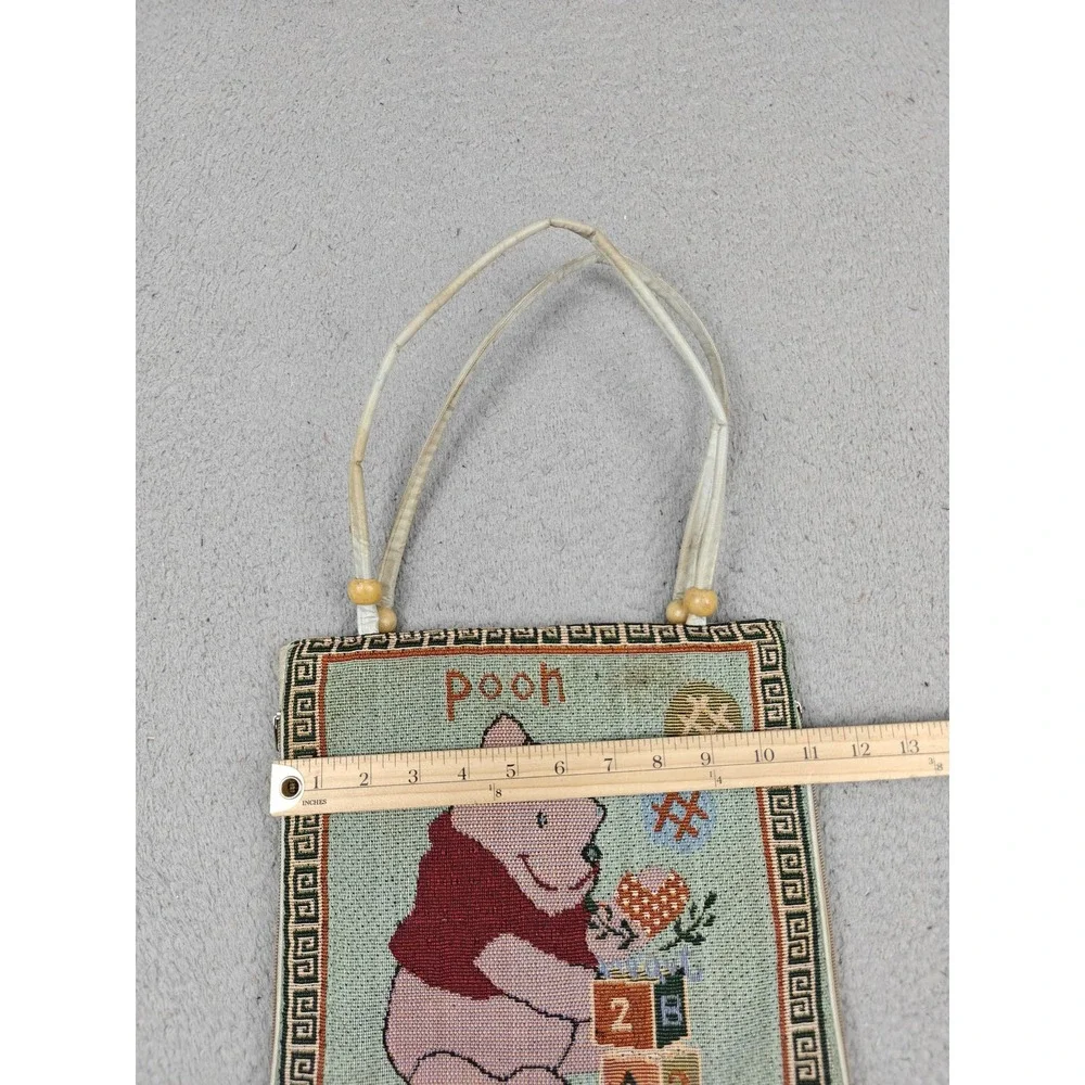 Winnie The Pooh Tote Bag Girls Small‎ Green Beaded Zip Shoulder Cartoon Purse